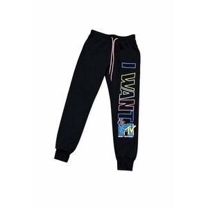 MTV SweatPants Womens Small Black Fleece Lined Drawstring Waist Cotton Blend